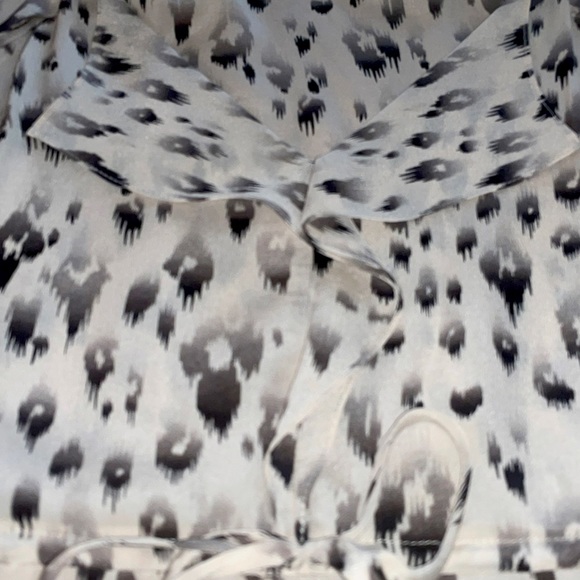 Rebecca Taylor Silk Ruffle Ivory Cream Leopard Animal Print Blouse Top Size 0 - Picture 2 of 7